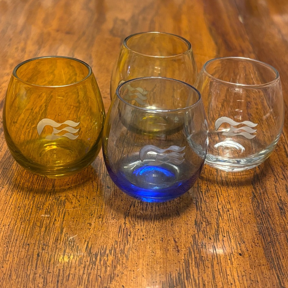 Vintage Multi Princess Cruises Logo Stemless Barrel Shot Glass Set
